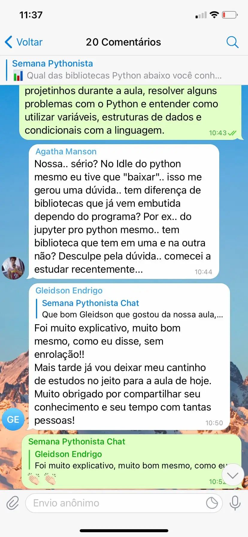 Depoimento de aluno 11