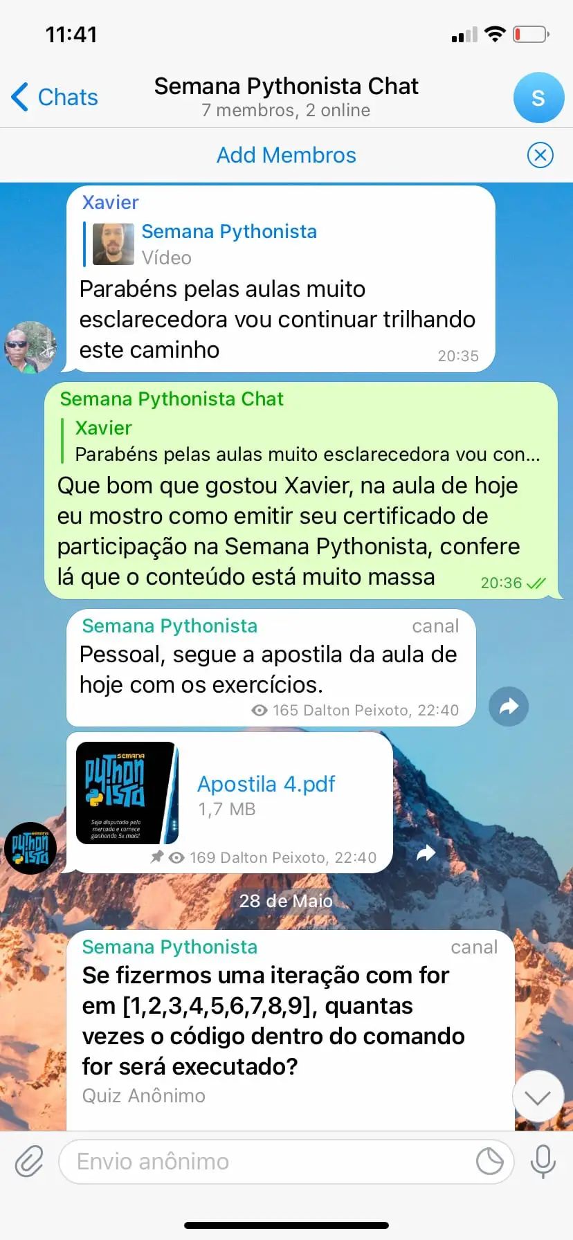 Depoimento de aluno 14