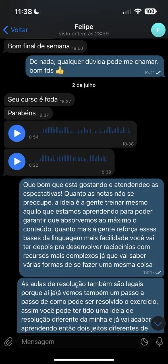 Depoimento de aluno 5