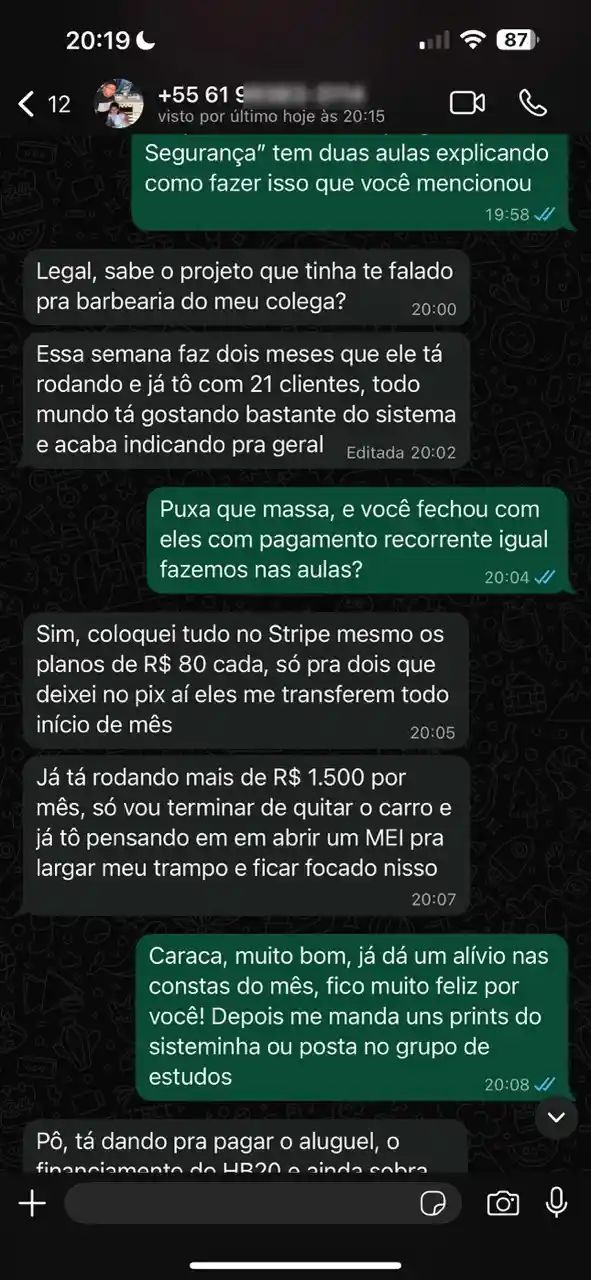 Depoimento de aluno 1